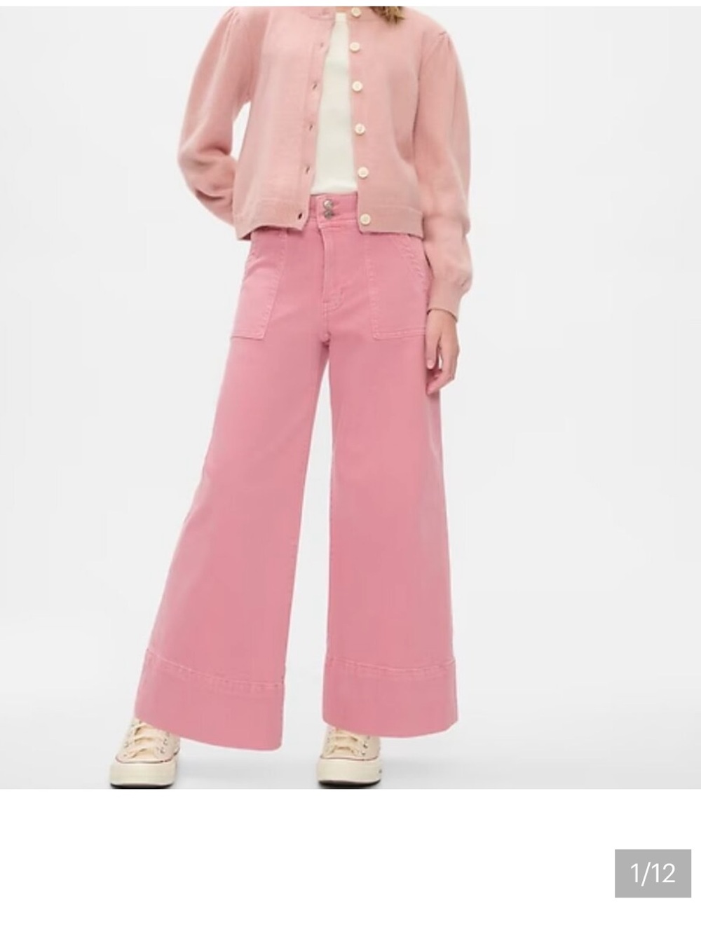 GAP  Girls High Stride Wide Leg Ankle Jeans 14 | 155CM Sugar Pink Denim
